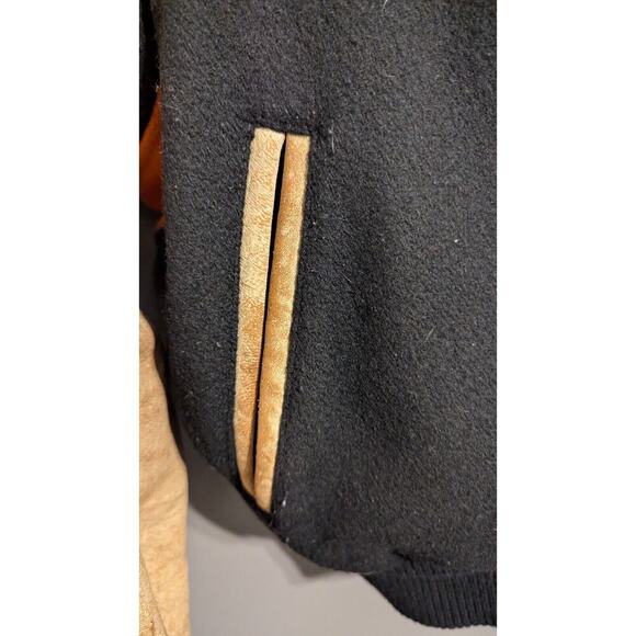 Vintage Boogie's Diner Las Vegas Bomber Varsity Jacket Wool Leather Black Large - Picture 16 of 16